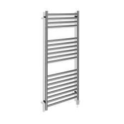 Brushed Stainless Steel Towel Rail - 600 x 1400mm - 600w Thermostatic Element