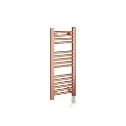 Straight Brushed Copper Towel Rail - 300 x 800mm - 150w Thermostatic Element