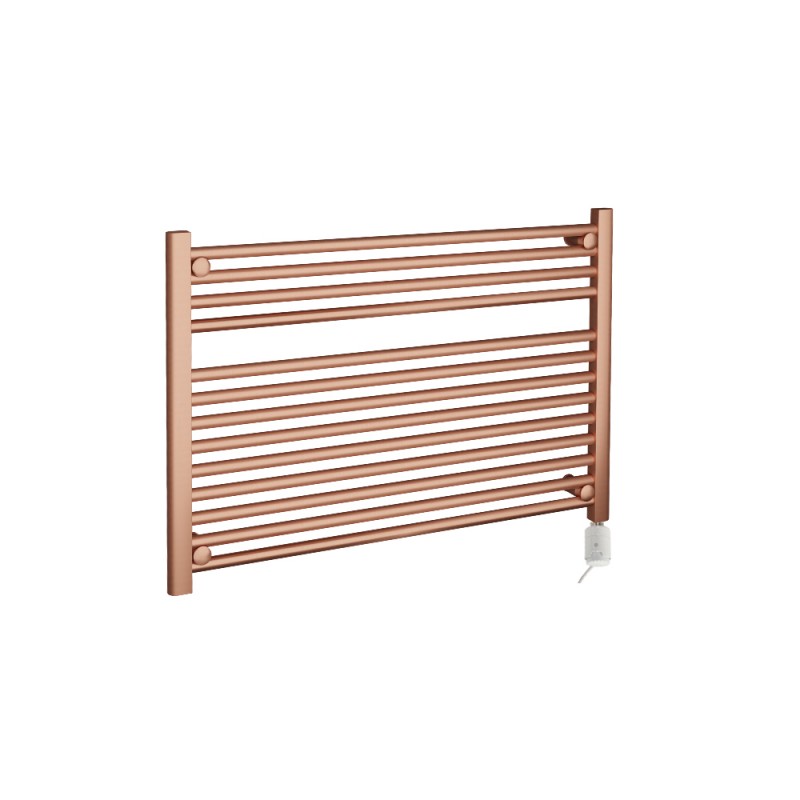 Straight Brushed Copper Towel Rail - 900 x 600mm - 300w Thermostatic Element