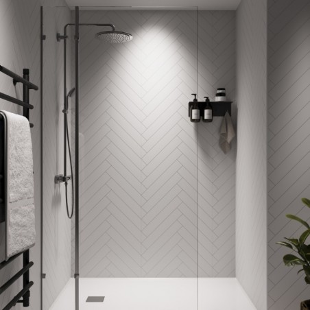 Snow White Herringbone - Showerwall Panels