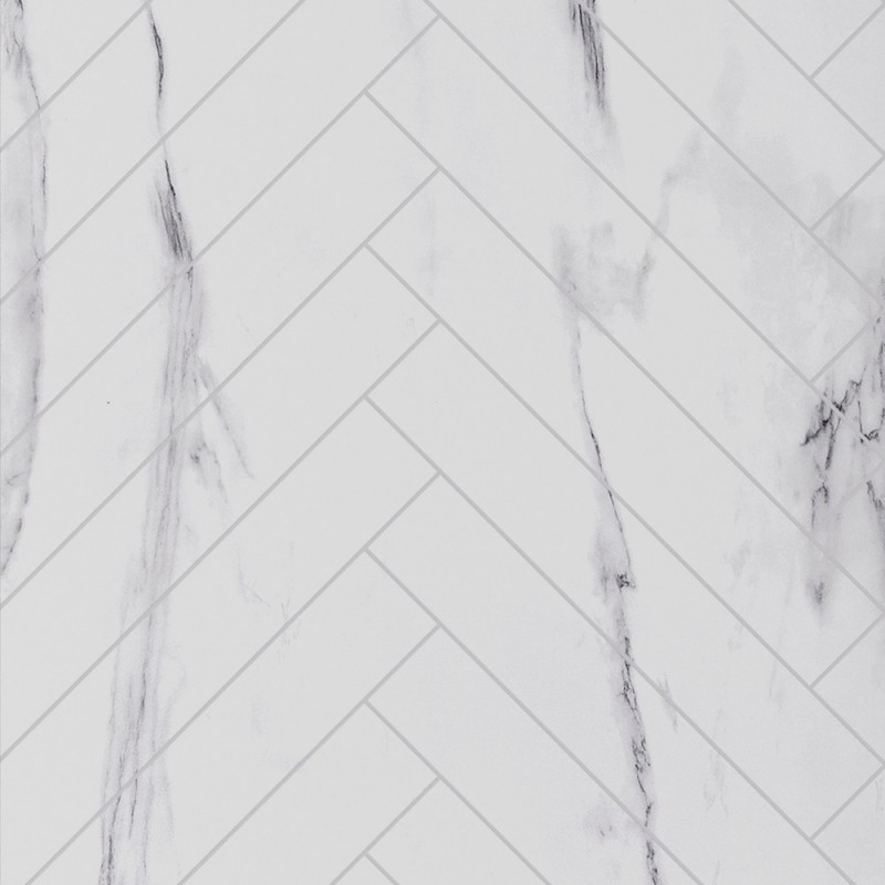 White Marble Herringbone - Showerwall Panels - Swatch White Marble Herringbone - Showerwall Panels - Swatch