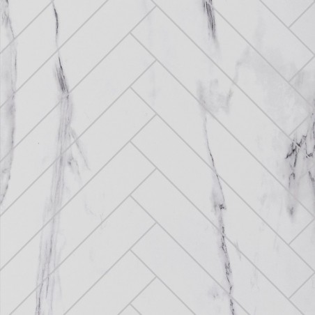White Marble Herringbone - Showerwall Panels - Swatch
