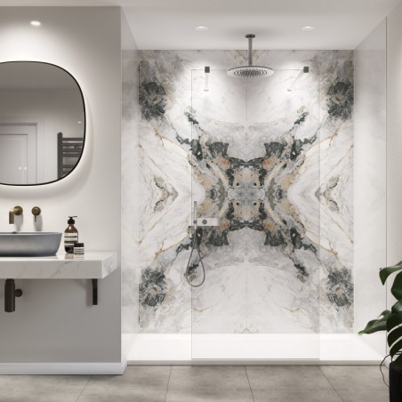 Arabescato Book-matched Acrylic Bathroom Panels - 2 Pack