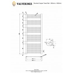 Straight Brushed Copper Towel Rail - 500 x 1600mm