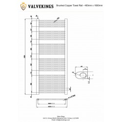 Straight Brushed Copper Towel Rail - 400 x 1600mm