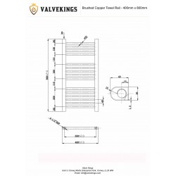 Straight Brushed Copper Towel Rail - 400 x 800mm