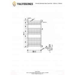 Brushed Stainless Steel Towel Rail - 600 x 1400mm