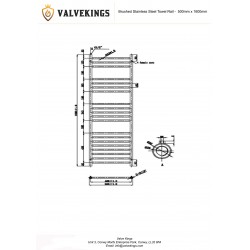Brushed Stainless Steel Towel Rail - 500 x 1600mm