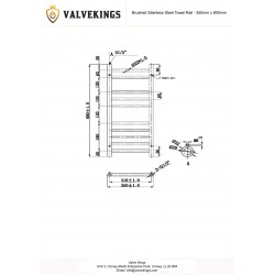Brushed Stainless Steel Towel Rail - 350 x 800mm