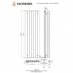 Orion White Aluminium Radiator - 514 x 1800mm