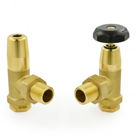 Old School Radiator Valves 3/4 inch - Black and Brass