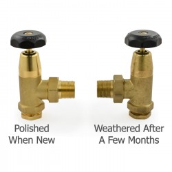 Old School Radiator Valves 3/4 inch - Black and Brass