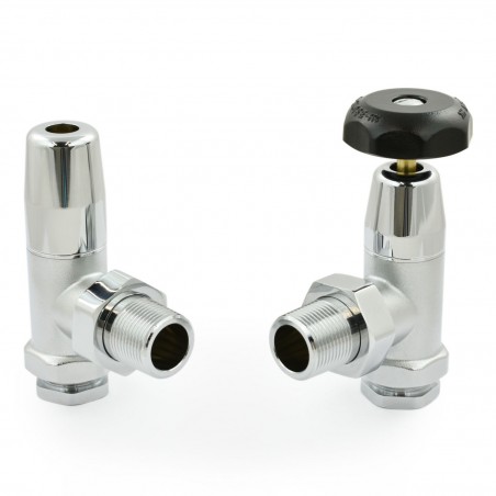 Old School Radiator Valves 3/4 inch - Black and Chrome