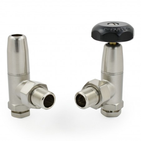 Bradley Angled Radiator Valves - Satin Nickel