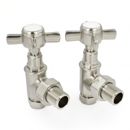 Westminster Crosshead Angled Radiator Valves - Satin Nickel