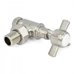 Westminster Crosshead Angled Radiator Valves - Satin Nickel