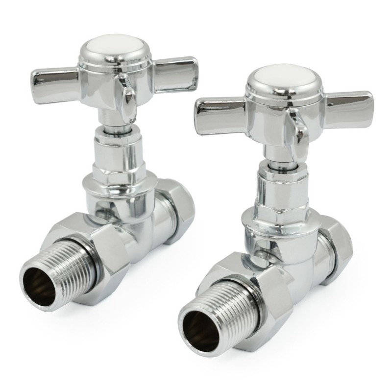 Westminster Crosshead Straight Radiator Valves - Chrome Westminster Crosshead Straight Radiator Valves - Chrome