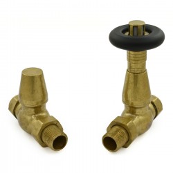 Jaguar Straight Radiator Valves - Un-lacquered Brass - Tarnished