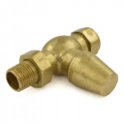 Jaguar Straight Radiator Valves - Un-lacquered Brass - Tarnished