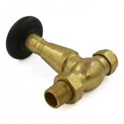 Jaguar Straight Radiator Valves - Un-lacquered Brass - Tarnished
