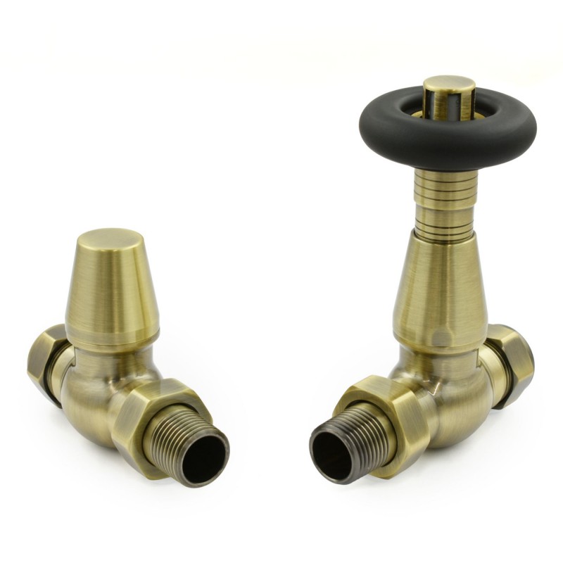 Jaguar Straight Radiator Valves - Antique Brass Jaguar Straight Radiator Valves - Antique Brass