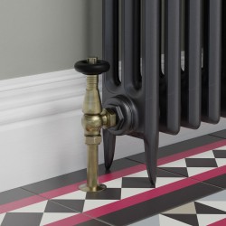 Jaguar Angled Radiator Valves - Antique Brass - Insitu