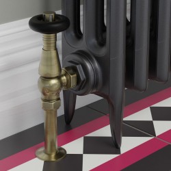 Jaguar Angled Radiator Valves - Antique Brass - Insitu