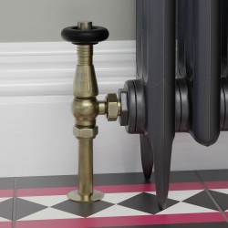 Jaguar Angled Radiator Valves - Antique Brass - Insitu