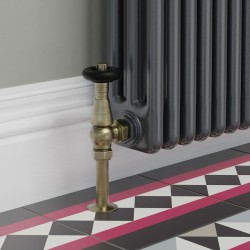 Jaguar Angled Radiator Valves - Antique Brass - Insitu