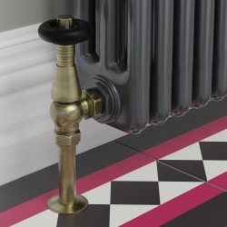 Jaguar Angled Radiator Valves - Antique Brass - Insitu