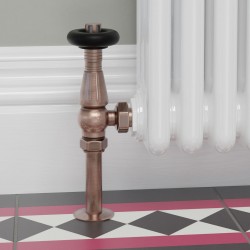 Jaguar Angled Radiator Valves - Antique Copper - Insitu