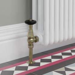 Jaguar Angled Radiator Valves - Antique Brass - Insitu