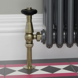 Jaguar Angled Radiator Valves - Antique Brass - Insitu