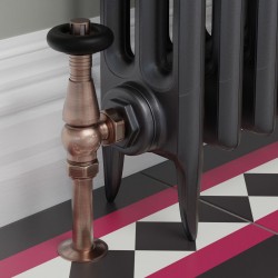Jaguar Angled Radiator Valves - Antique Copper - Insitu