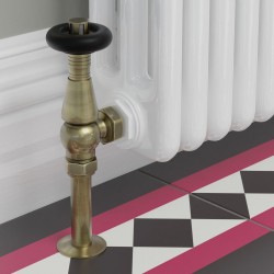 Jaguar Angled Radiator Valves - Antique Brass - Insitu