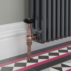 Jaguar Angled Radiator Valves - Antique Copper - Insitu