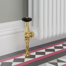 Jaguar Angled Radiator Valves - Polished Brass - Insitu