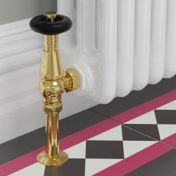 Jaguar Angled Radiator Valves - Polished Brass - Insitu