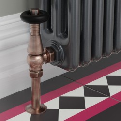 Jaguar Angled Radiator Valves - Antique Copper - Insitu