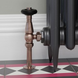 Jaguar Angled Radiator Valves - Antique Copper - Insitu