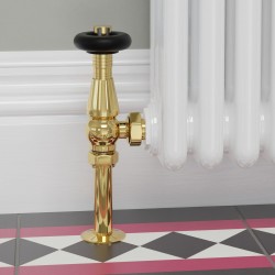 Jaguar Angled Radiator Valves - Polished Brass - Insitu