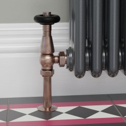 Jaguar Angled Radiator Valves - Antique Copper - Insitu