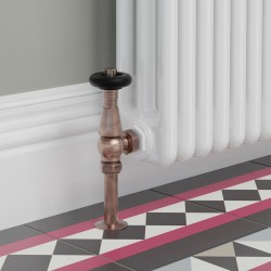 Jaguar Angled Radiator Valves - Antique Copper - Insitu