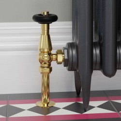 Jaguar Angled Radiator Valves - Polished Brass - Insitu
