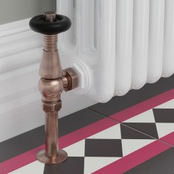 Jaguar Angled Radiator Valves - Antique Copper - Insitu