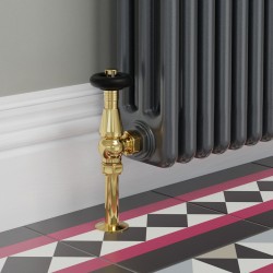 Jaguar Angled Radiator Valves - Polished Brass - Insitu