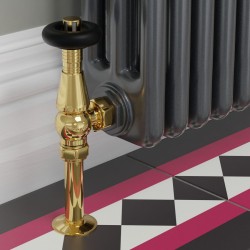 Jaguar Angled Radiator Valves - Polished Brass - Insitu