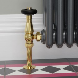 Jaguar Angled Radiator Valves - Polished Brass - Insitu