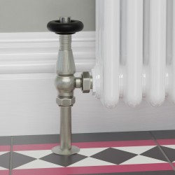 Jaguar Angled Radiator Valves - Brushed Nickel - Insitu