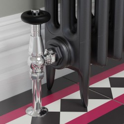 Jaguar Angled Radiator Valves - Chrome - Insitu
